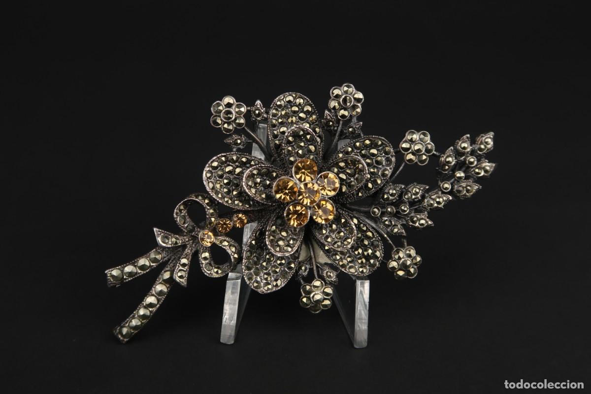 Joyeria: Antiguo Broche de Plata y Marcasitas - Foto 1