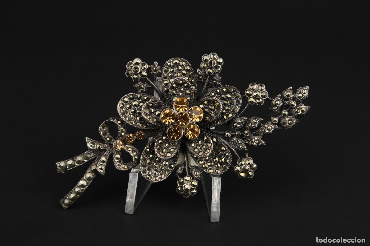 Joyeria: Antiguo Broche de Plata y Marcasitas - Foto 2