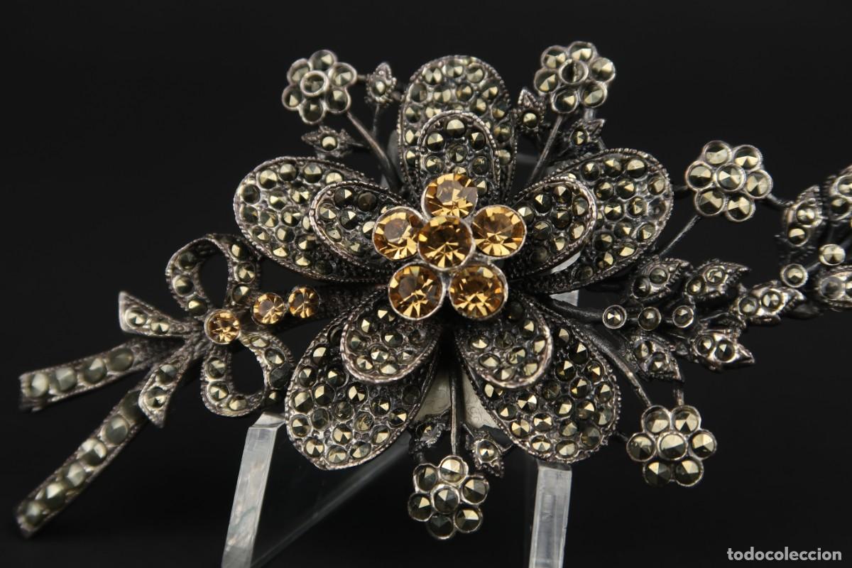 Joyeria: Antiguo Broche de Plata y Marcasitas - Foto 5