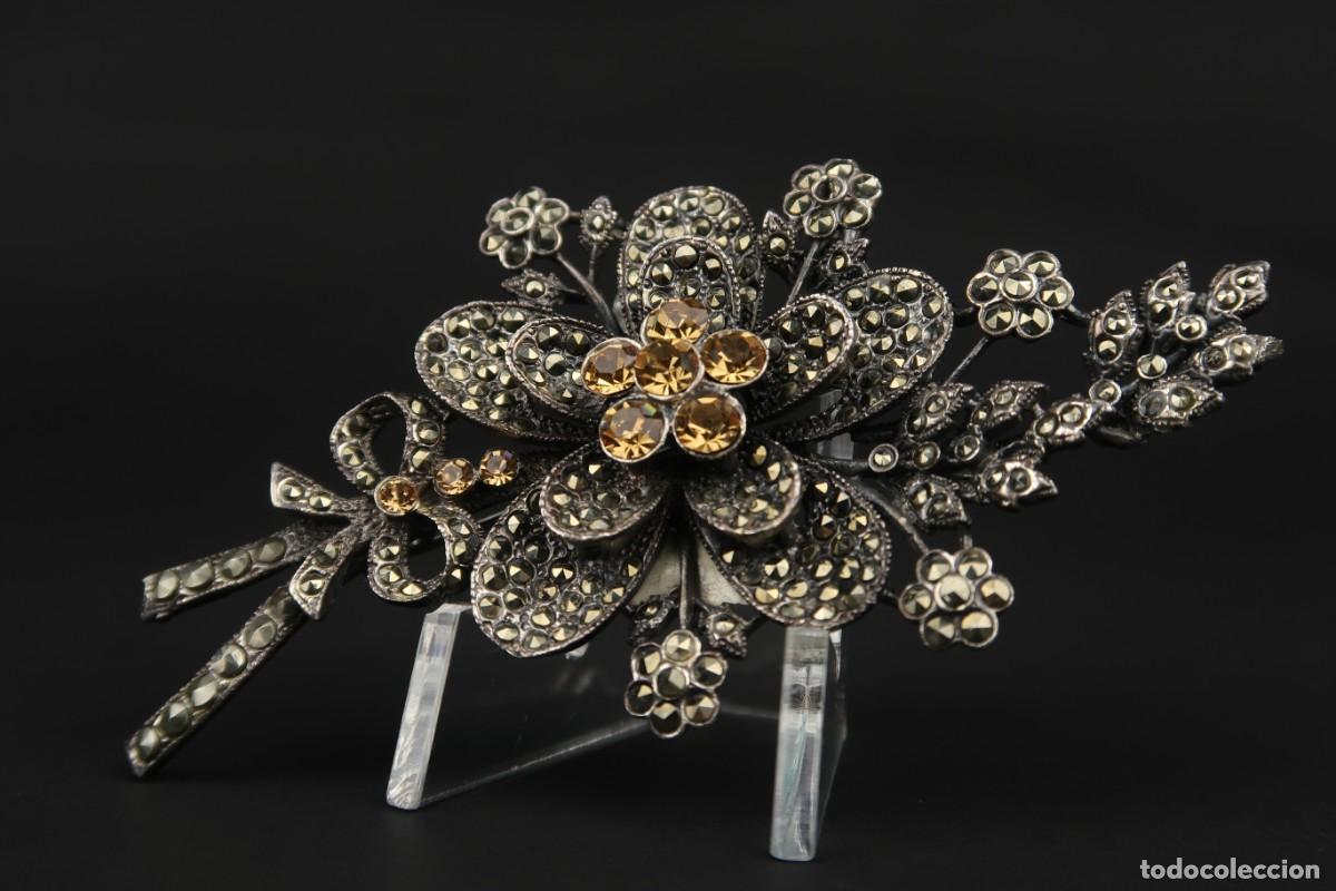 Joyeria: Antiguo Broche de Plata y Marcasitas - Foto 7