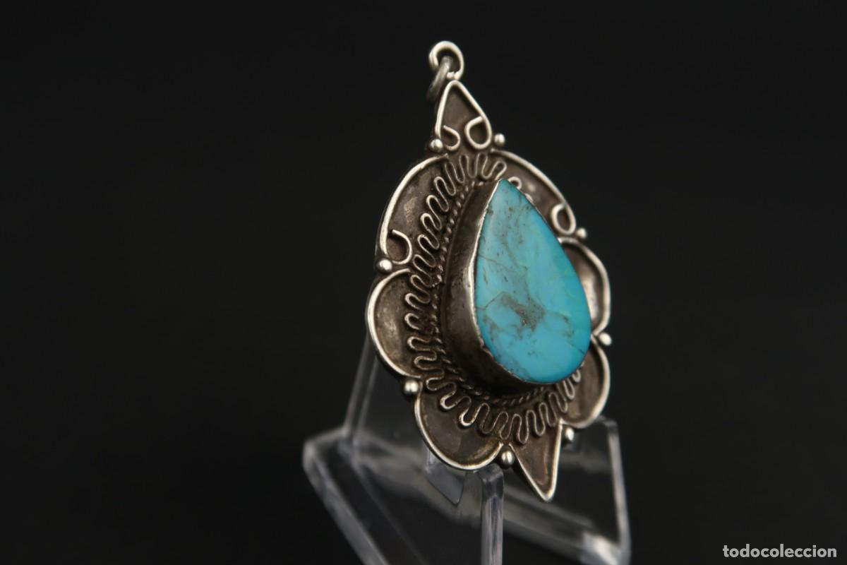 Joyeria: Antiguo Colgante de Plata y Turquesa - Foto 5