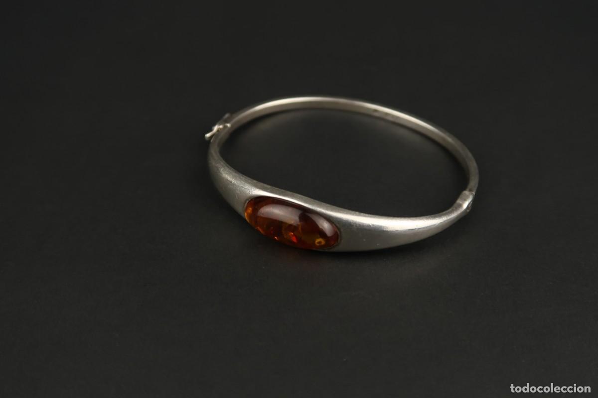 Joyeria: Antiguo Brazalete de &Aacute;mbar y Plata - Foto 1