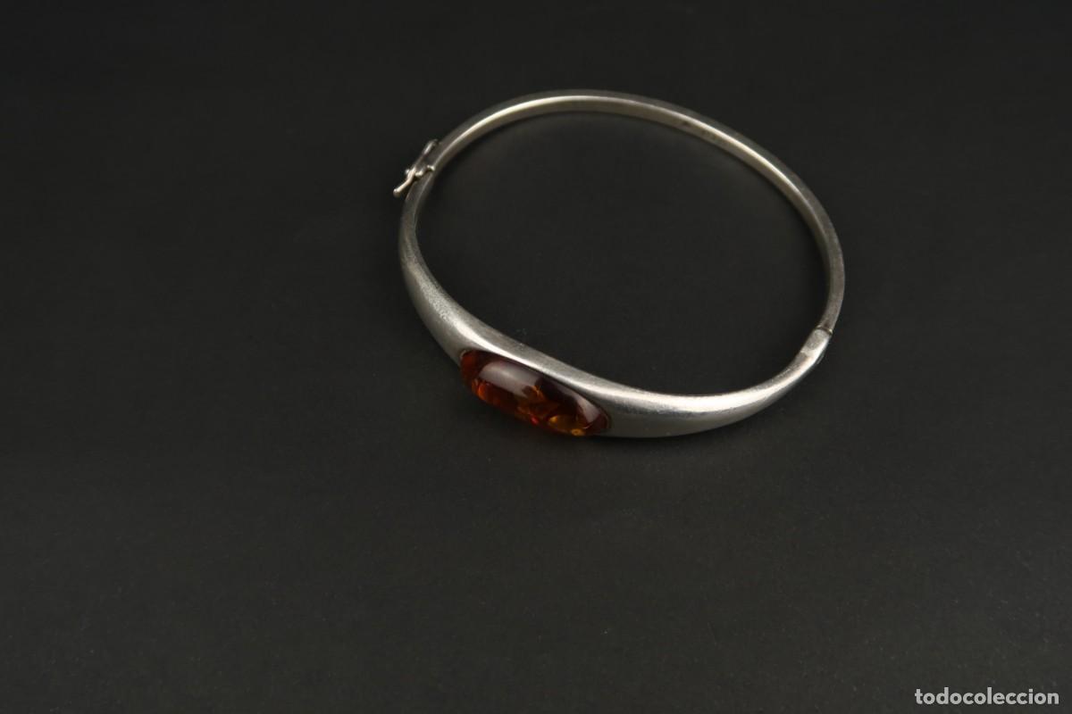 Joyeria: Antiguo Brazalete de &Aacute;mbar y Plata - Foto 2