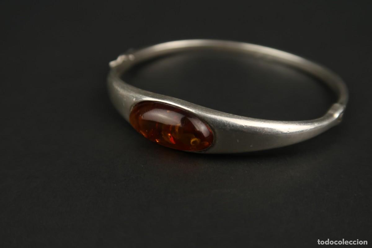 Joyeria: Antiguo Brazalete de &Aacute;mbar y Plata - Foto 3