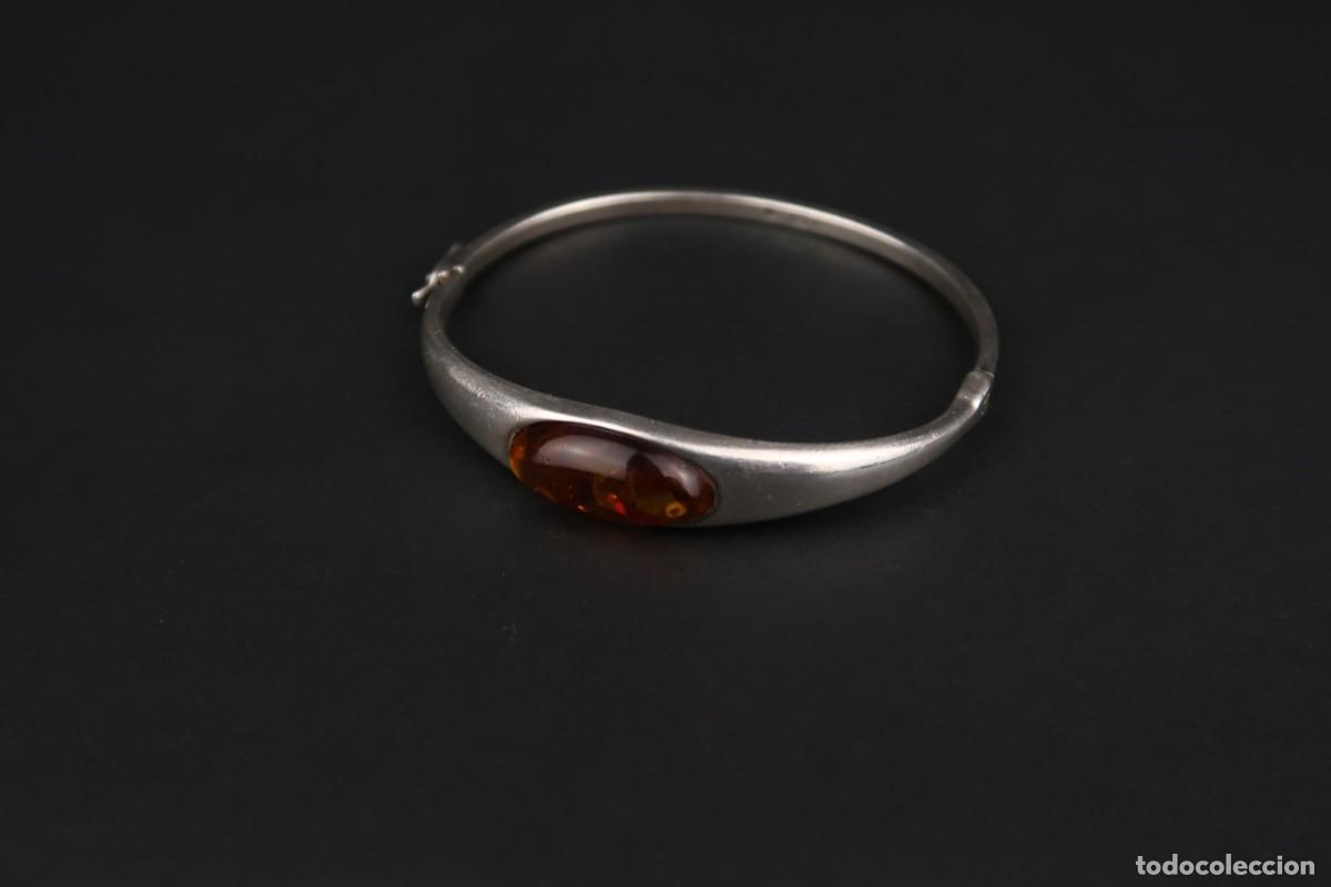 Joyeria: Antiguo Brazalete de &Aacute;mbar y Plata - Foto 4