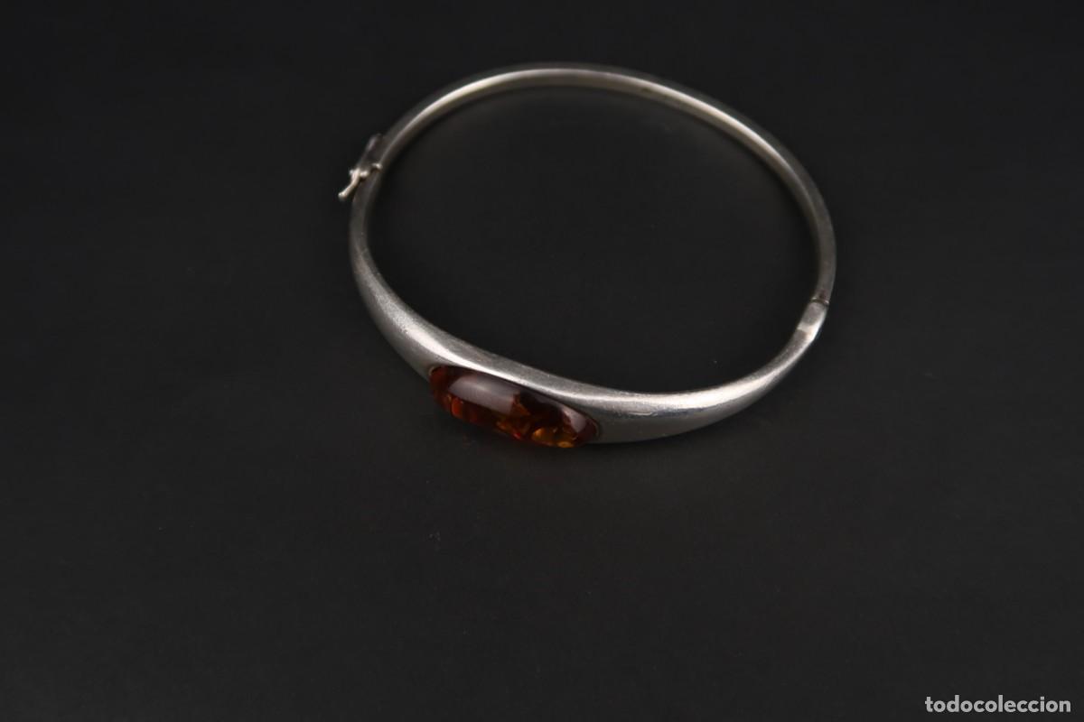 Joyeria: Antiguo Brazalete de &Aacute;mbar y Plata - Foto 5