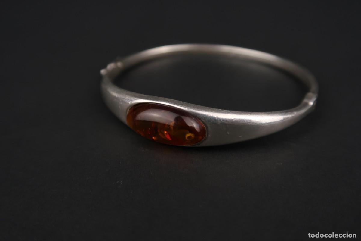 Joyeria: Antiguo Brazalete de &Aacute;mbar y Plata - Foto 6