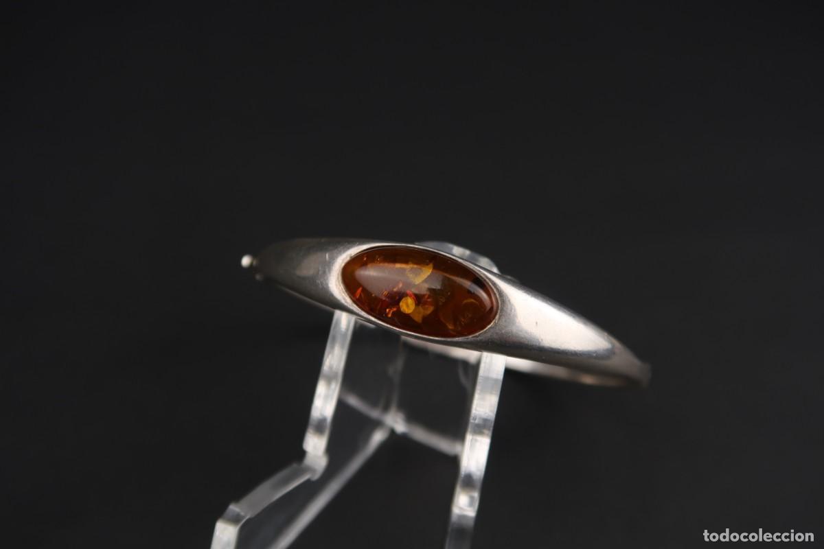 Joyeria: Antiguo Brazalete de &Aacute;mbar y Plata - Foto 9