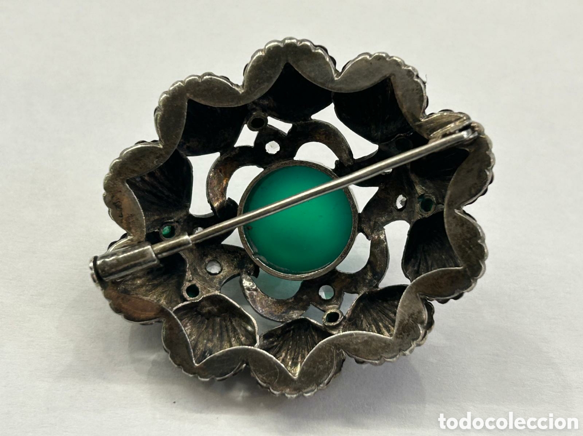 Joyeria: Antiguo broche art d&eacute;co. Plata y Crisoprasa. - Foto 3