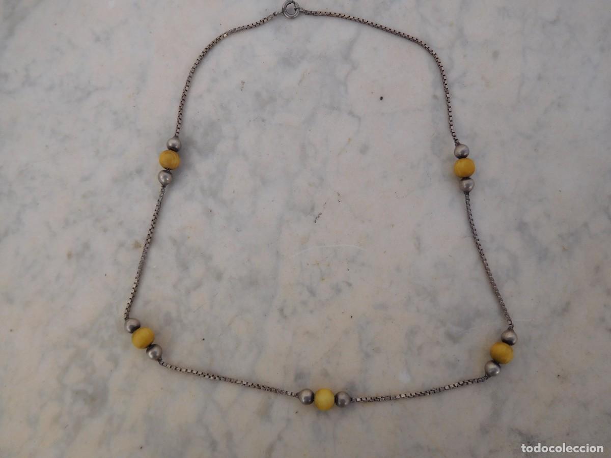 Joyeria: Cadena de plata y marfil antigua - Foto 1