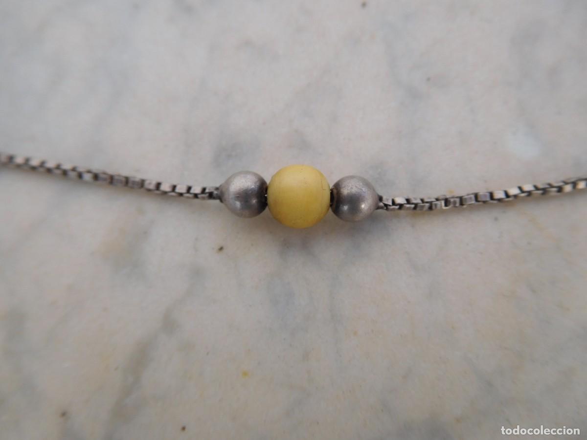 Joyeria: Cadena de plata y marfil antigua - Foto 2