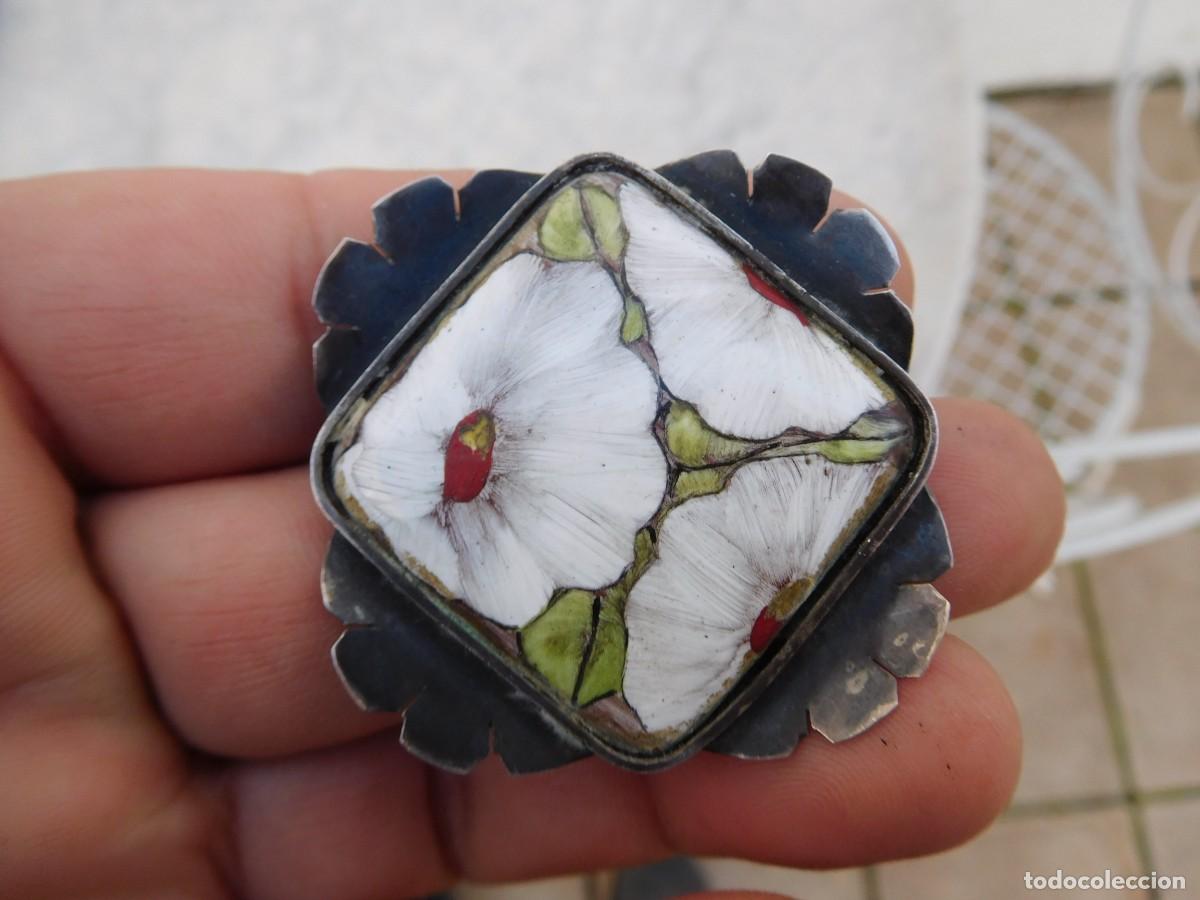 Joyeria: Broche antiguo de plata y esmalte - Foto 7