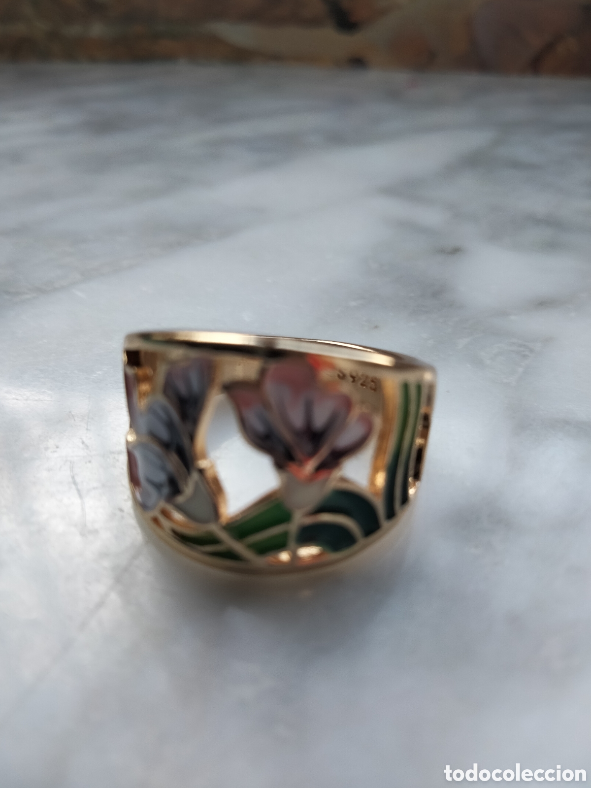 Joyeria: ANILLO CHAPADO EN PLATA FLORES ESMALTADAS - Foto 5