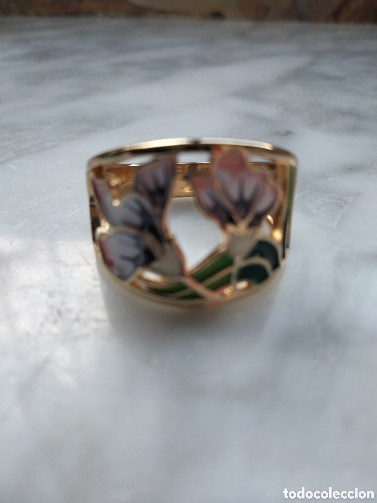 Joyeria: ANILLO CHAPADO EN PLATA FLORES ESMALTADAS - Foto 2