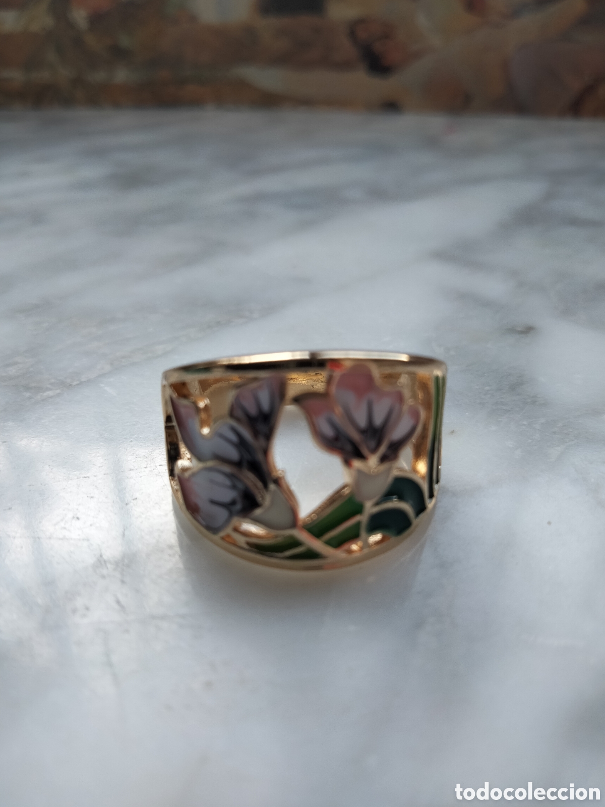 Joyeria: ANILLO CHAPADO EN PLATA FLORES ESMALTADAS - Foto 4