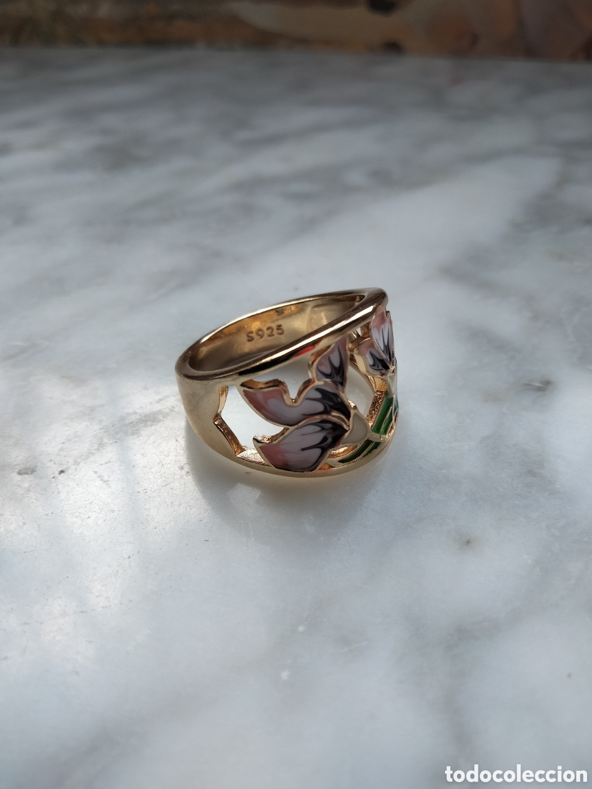 Joyeria: ANILLO CHAPADO EN PLATA FLORES ESMALTADAS - Foto 7