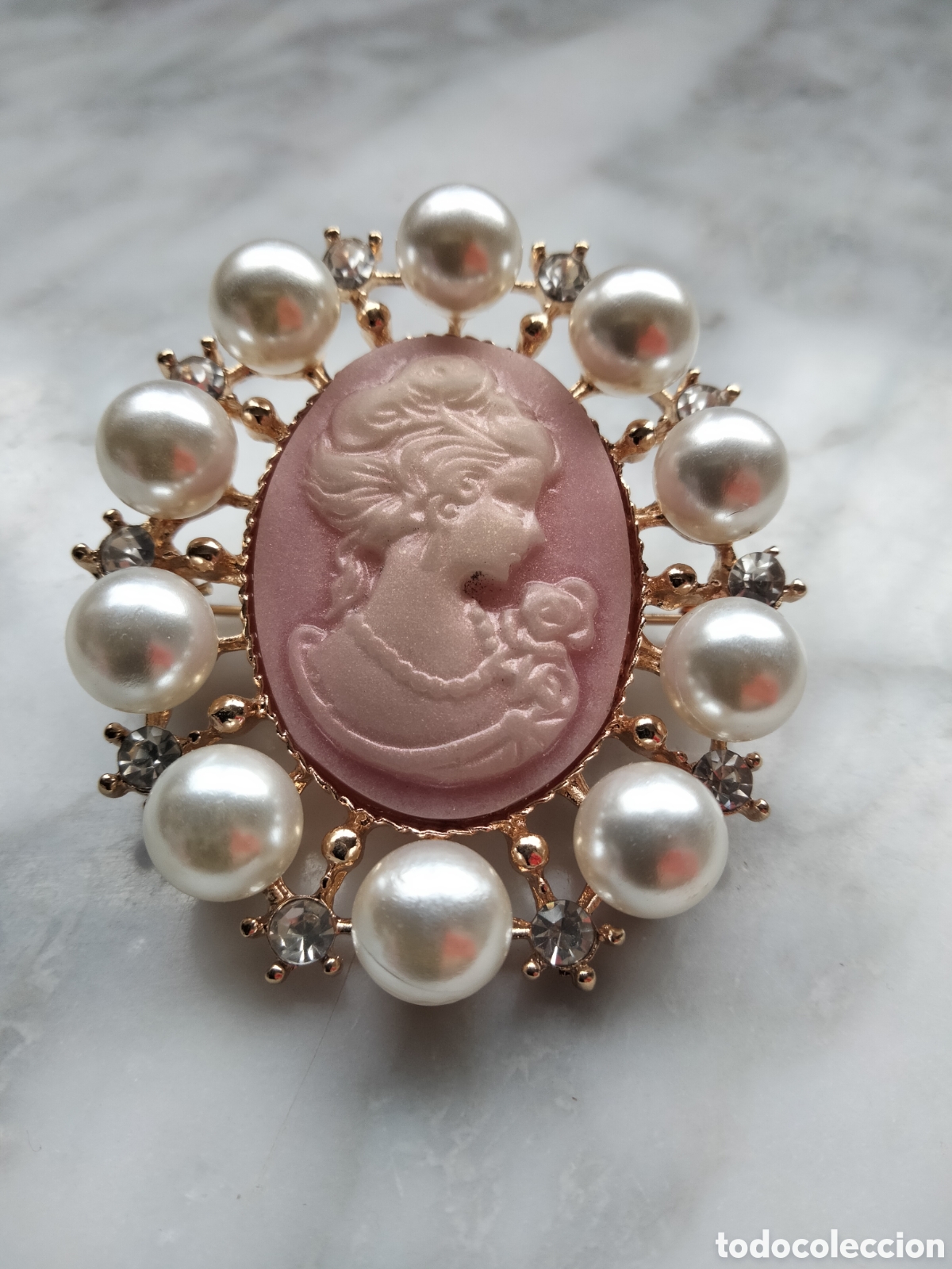 Joyeria: Bell&iacute;simo broche con camafeo s&iacute;mil de perlas y diamantes - Foto 1