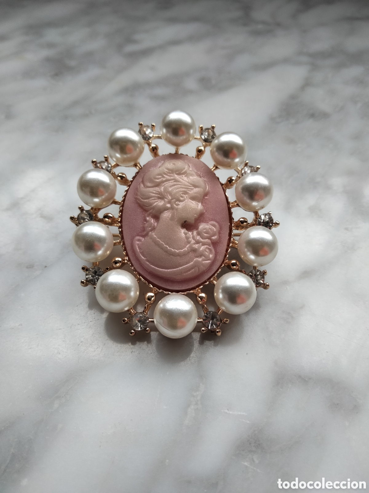 Joyeria: Bell&iacute;simo broche con camafeo s&iacute;mil de perlas y diamantes - Foto 2
