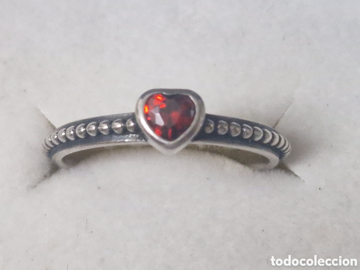Joyeria: ANILLO PLATA DE LEY CORAZON PIEDRA ROJA - Foto 2