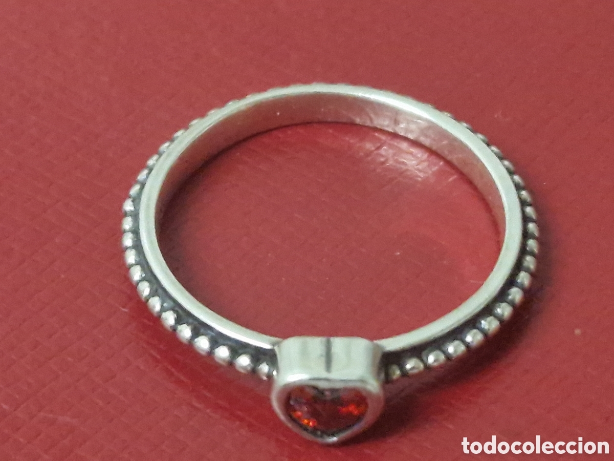 Joyeria: ANILLO PLATA DE LEY CORAZON PIEDRA ROJA - Foto 4