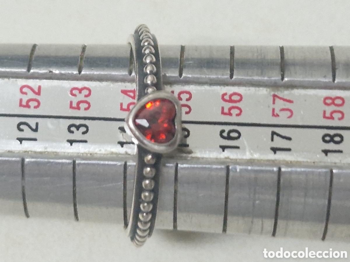 Joyeria: ANILLO PLATA DE LEY CORAZON PIEDRA ROJA - Foto 5