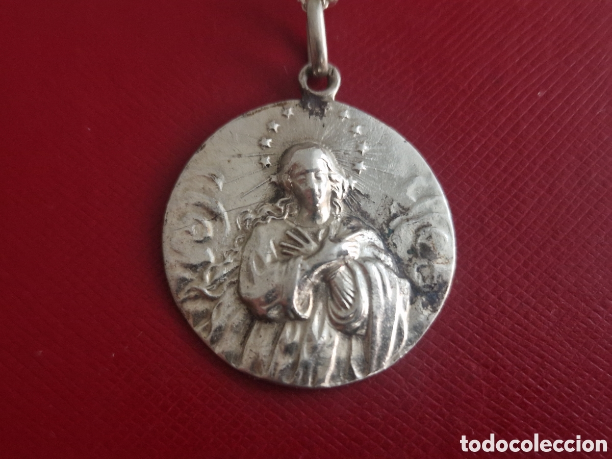 Joyeria: MEDALLA MACIZA DE VIRGEN EN PLATA COM CADENA - Foto 1
