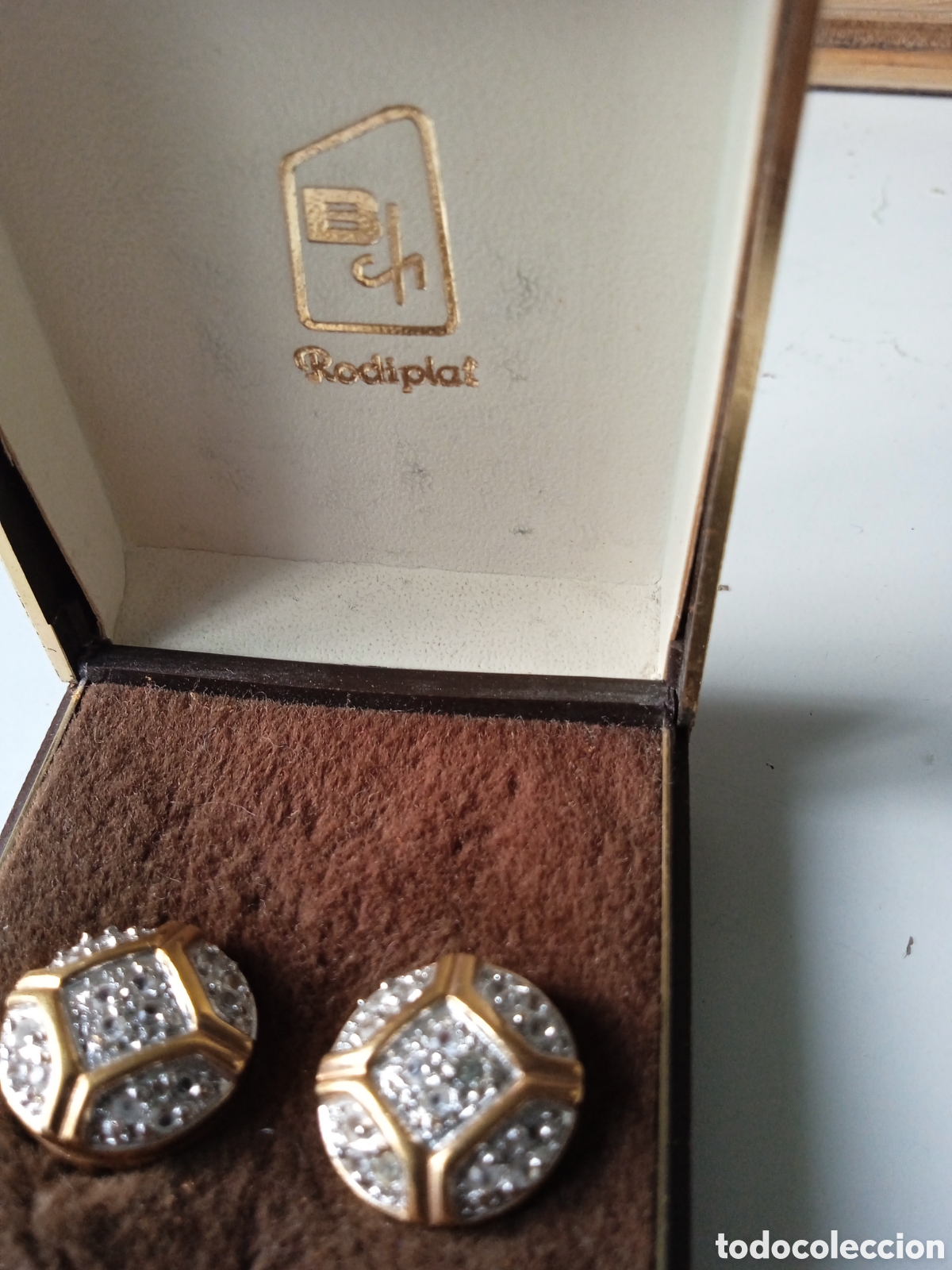 Joyeria: Pendientes Art Dec&oacute; chapado en oro - Foto 2