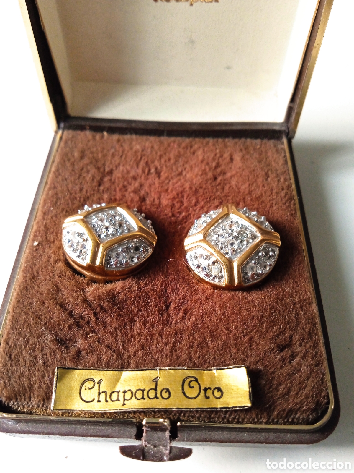 Joyeria: Pendientes Art Dec&oacute; chapado en oro - Foto 3