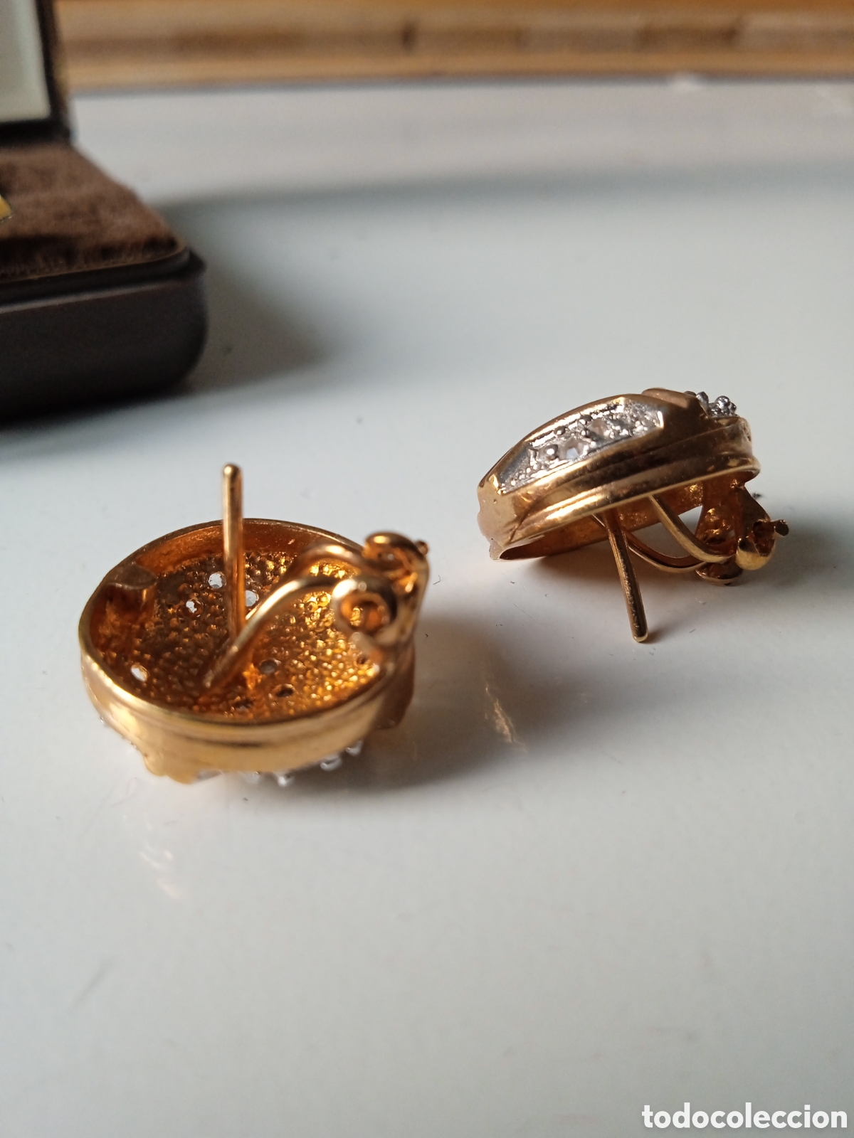 Joyeria: Pendientes Art Dec&oacute; chapado en oro - Foto 5