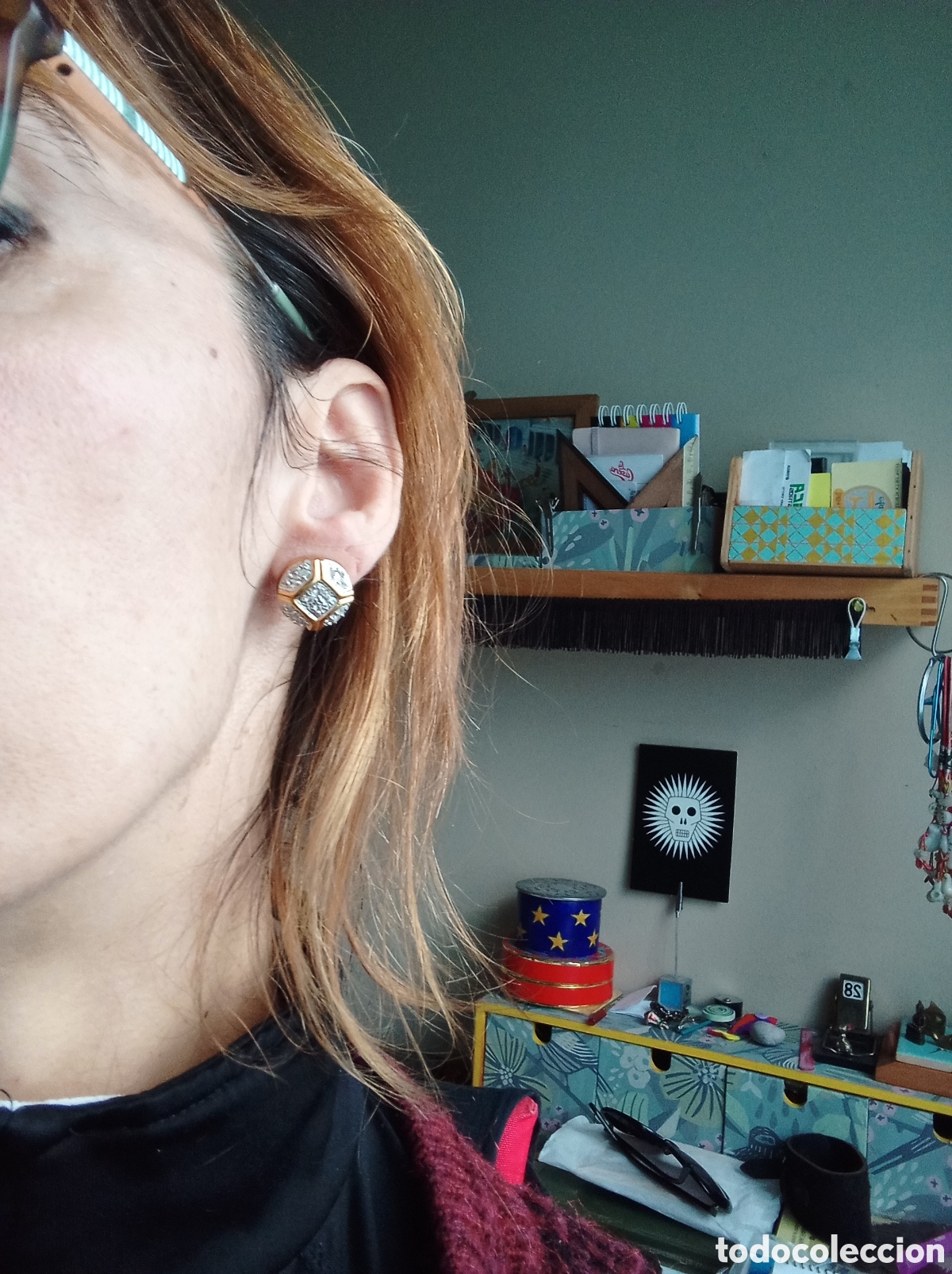 Joyeria: Pendientes Art Dec&oacute; chapado en oro - Foto 6