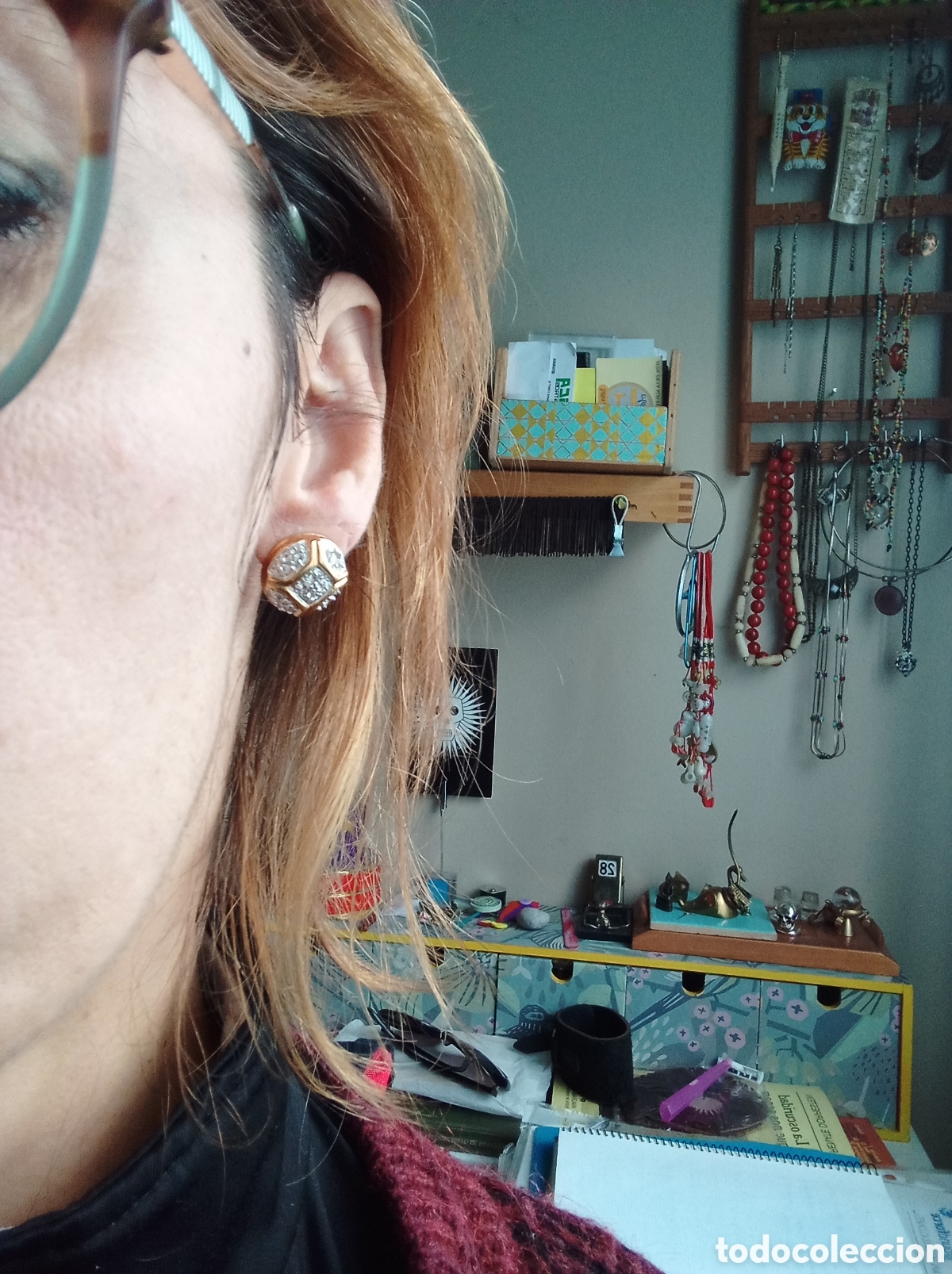 Joyeria: Pendientes Art Dec&oacute; chapado en oro - Foto 7