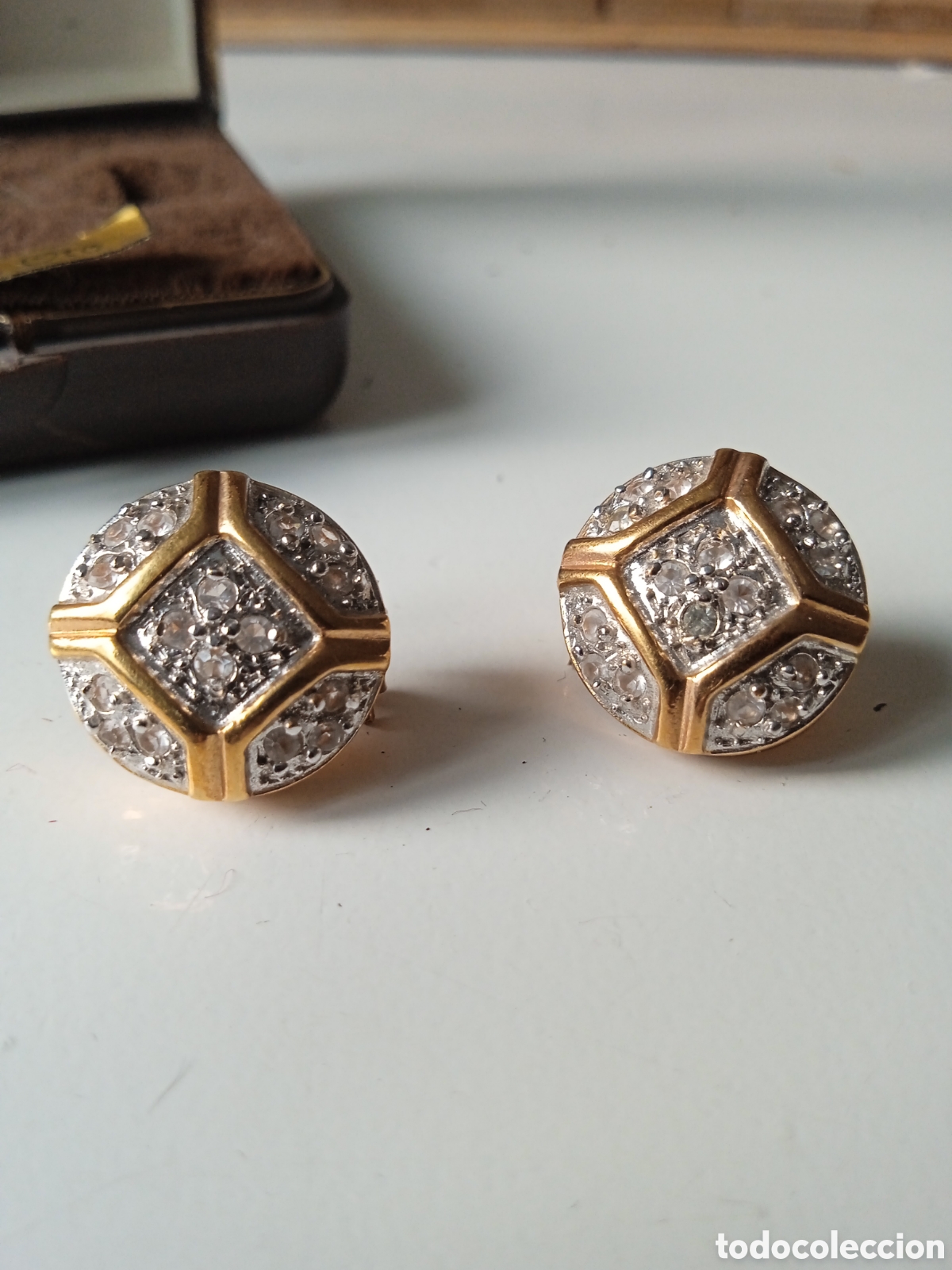 Joyeria: Pendientes Art Dec&oacute; chapado en oro - Foto 1
