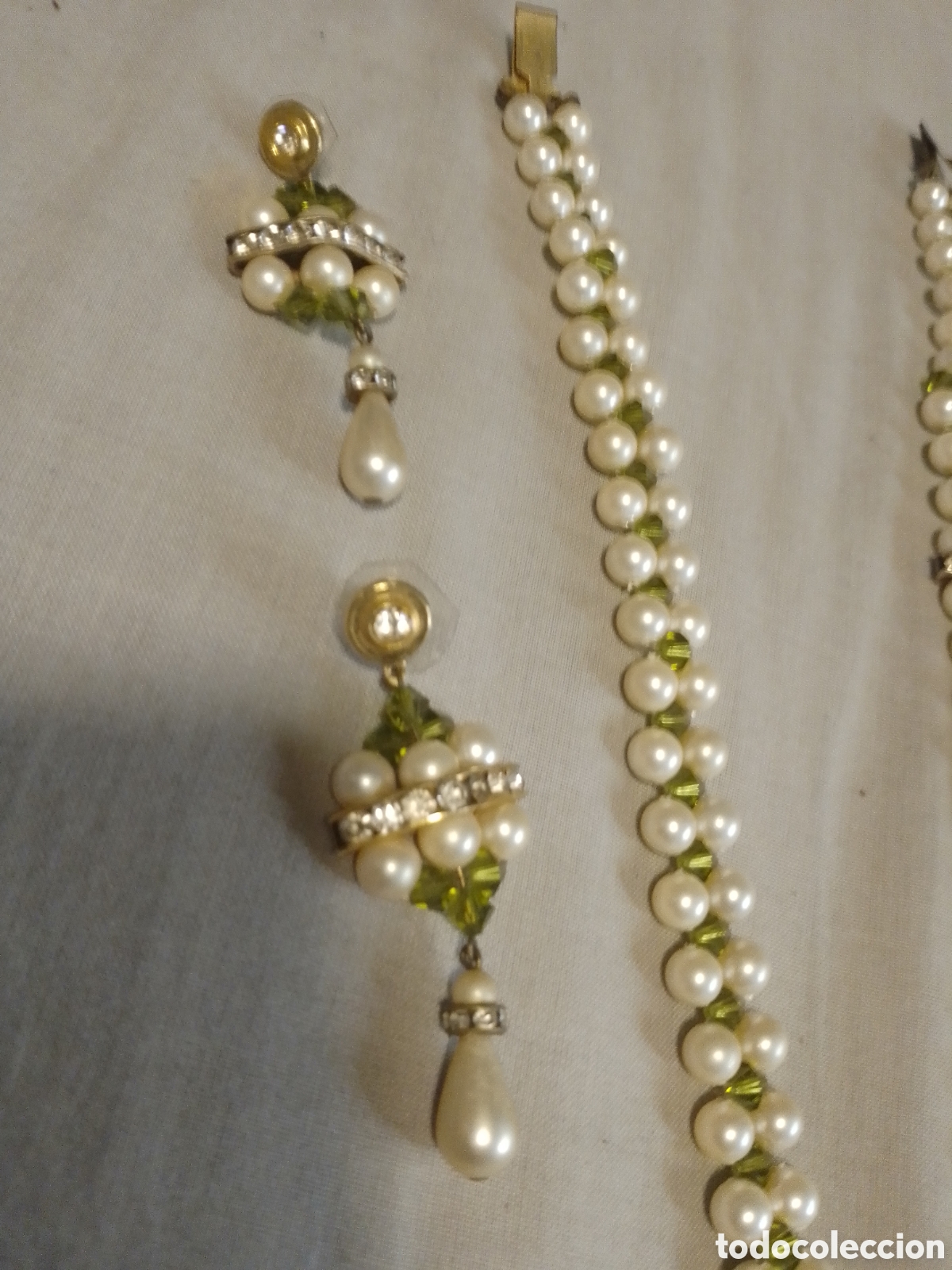 Joyeria: JUEGO ANTIGUO DE COLLAR PULSERA Y 4 PENDIENTES DE PERLAS - Foto 3