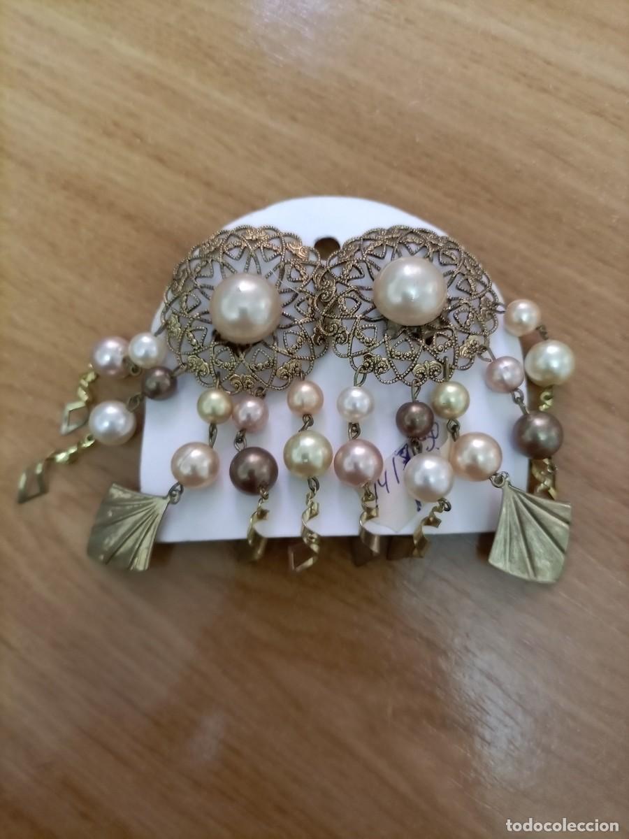 Joyeria: Pendientes antiguos, restos de joyer&iacute;a C&iacute;rculo con perlas - Foto 1