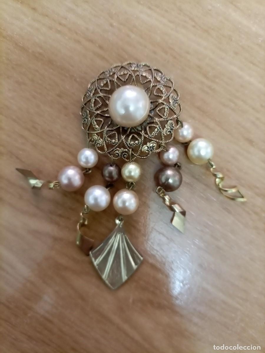 Joyeria: Pendientes antiguos, restos de joyer&iacute;a C&iacute;rculo con perlas - Foto 2