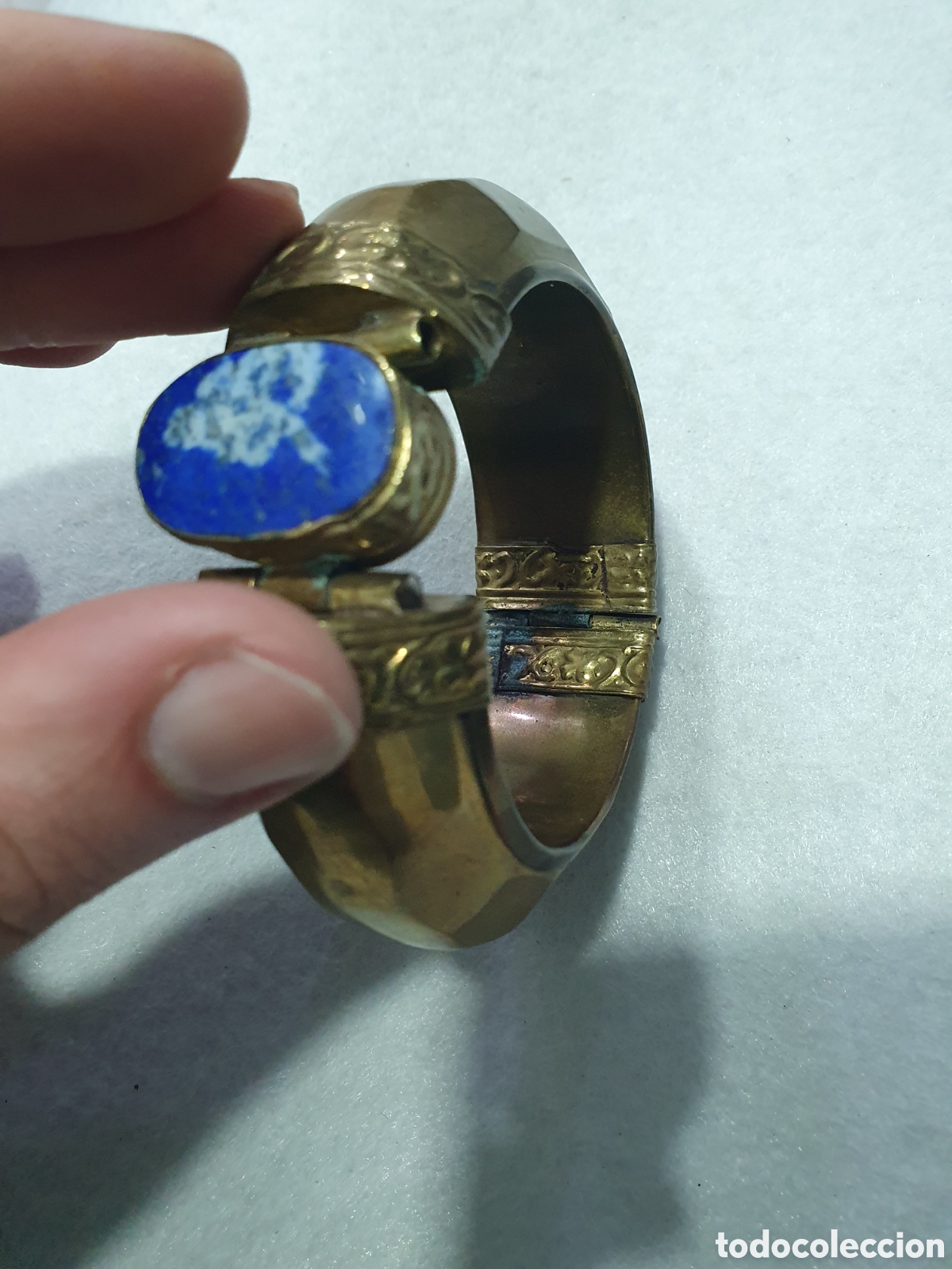 Joyeria: Brazalete lat&oacute;n y lapislazuli. (L70) - Foto 4