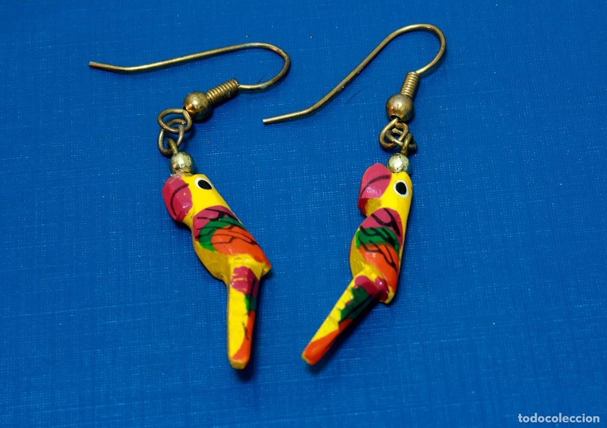 Joyeria: ORIGINALES PENDIENTES DE MADERA POLICROMADA, P&Aacute;JAROS EX&Oacute;TICOS - Foto 1