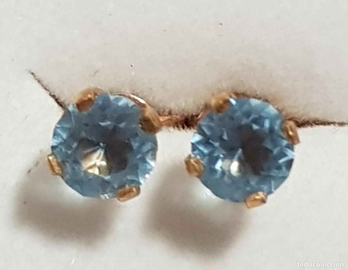 Joyeria: Pendientes de oro 18 quilates con piedra celeste - Foto 1