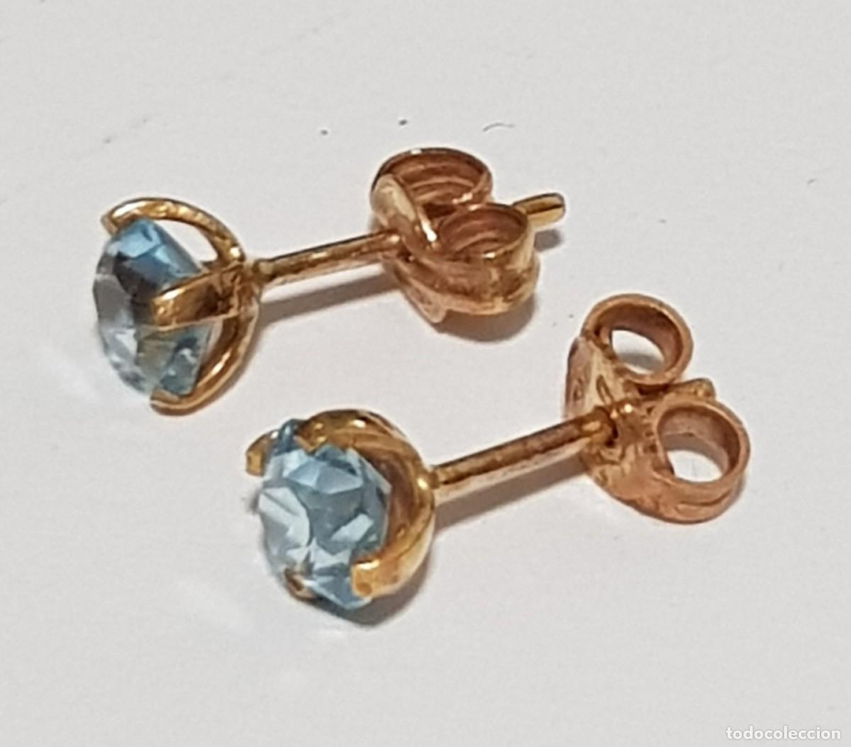 Joyeria: Pendientes de oro 18 quilates con piedra celeste - Foto 2