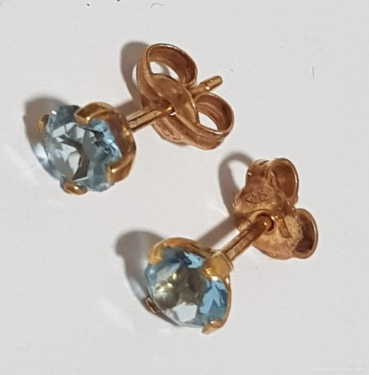 Joyeria: Pendientes de oro 18 quilates con piedra celeste - Foto 3