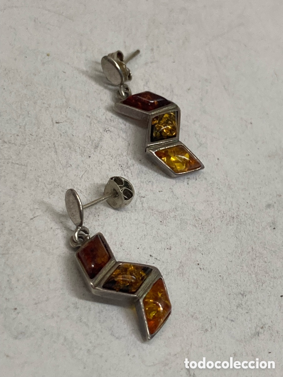 Joyeria: Pendientes de plata y ambar P215 - Foto 1