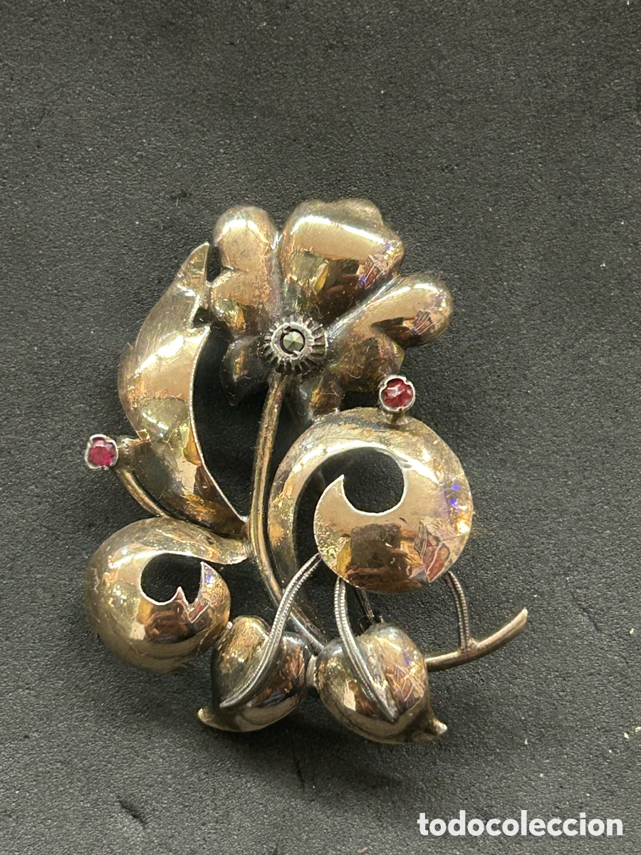 Joyeria: Broche art-deco de plata y laminado oro - Foto 1