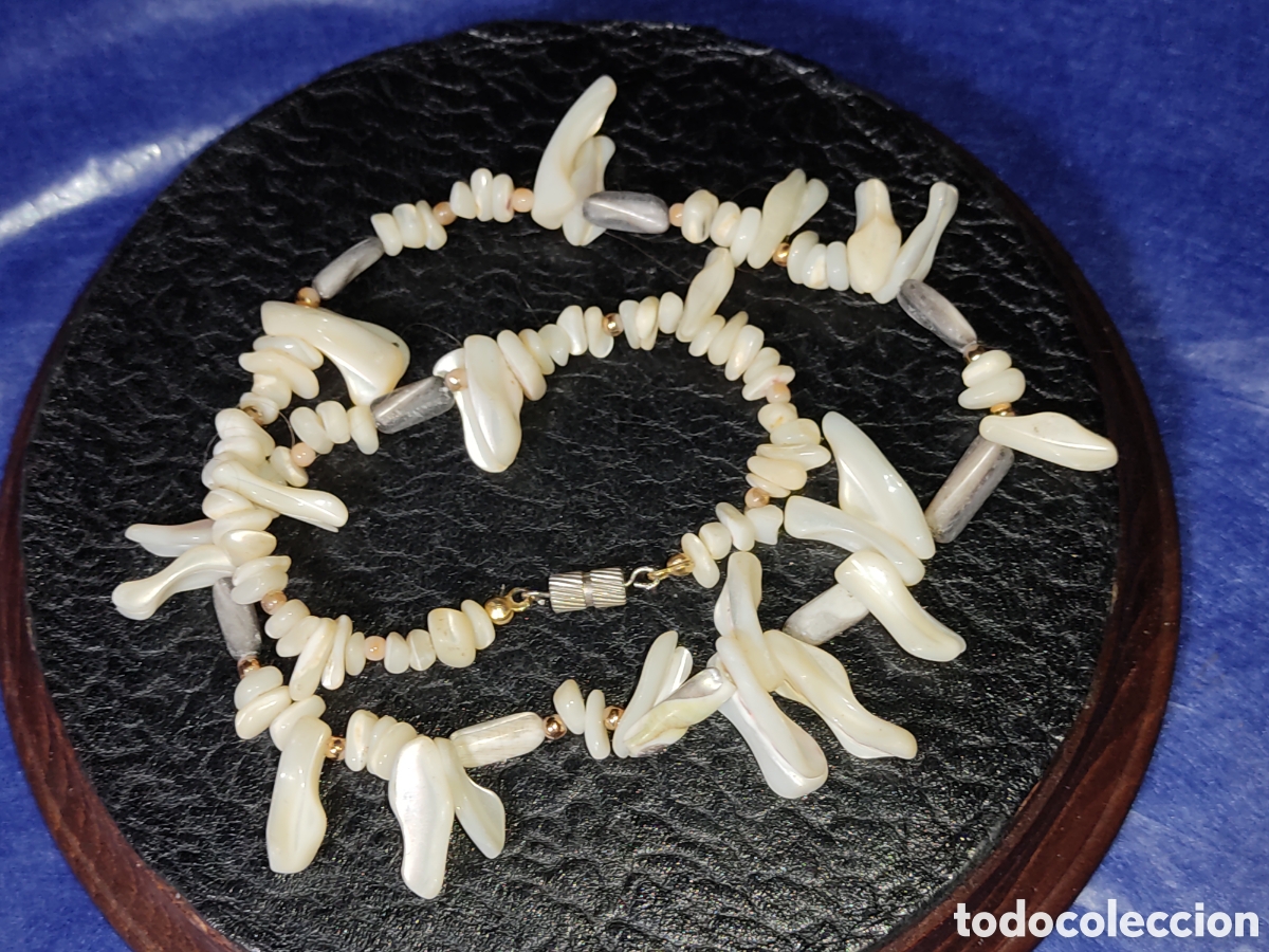 Joyeria: Collar de trozos de nacar.Vintage. - Foto 4