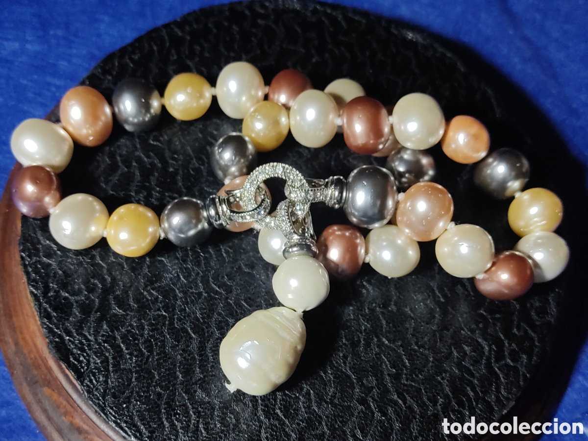 Joyeria: Collar de 5 tipos de perlas hermosas con colgante. - Foto 5