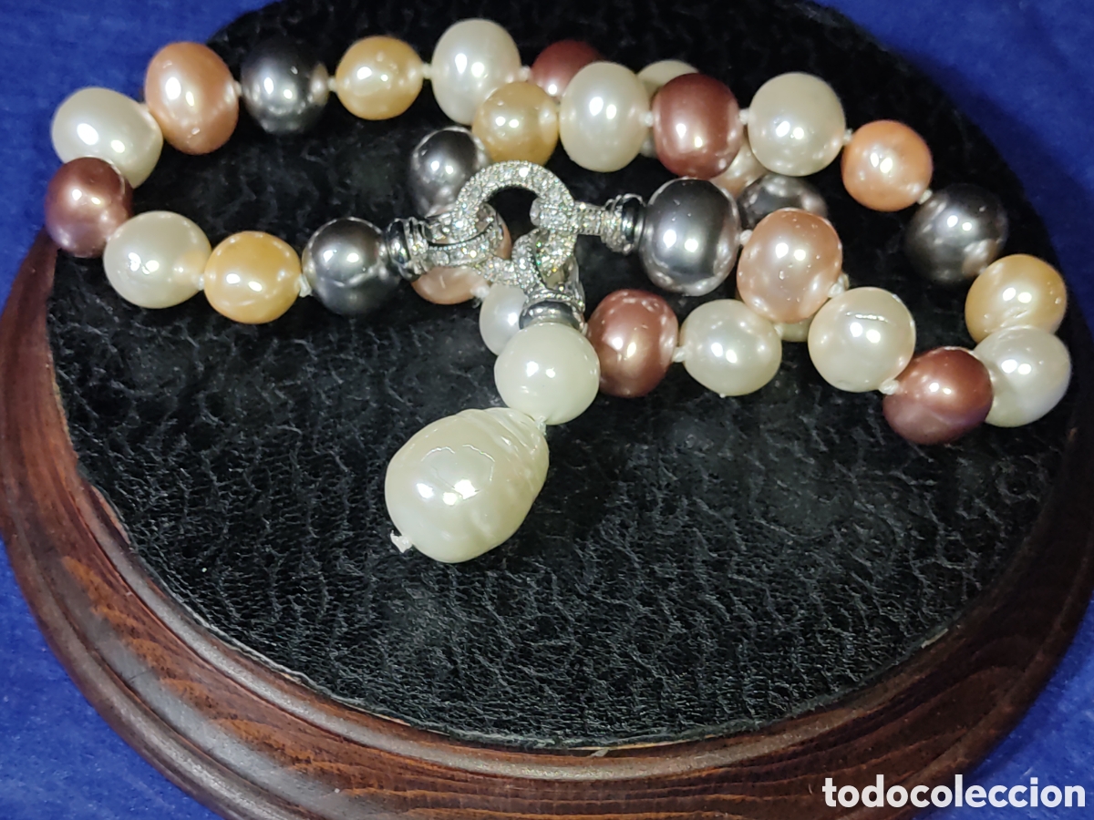 Joyeria: Collar de 5 tipos de perlas hermosas con colgante. - Foto 6