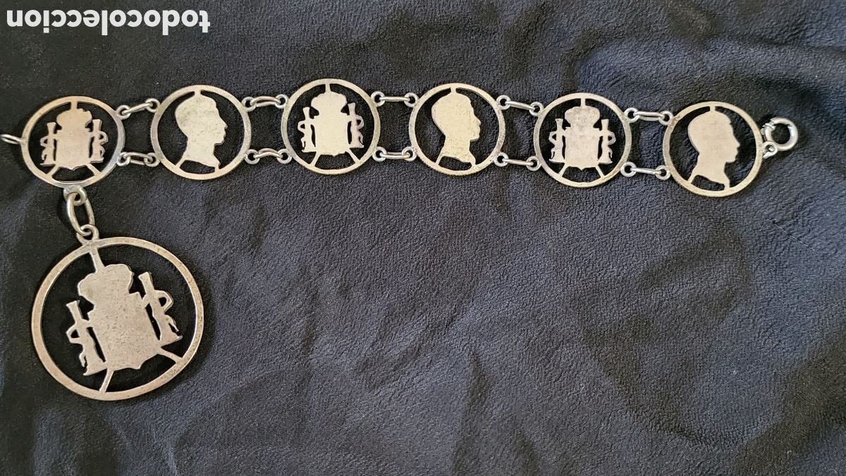 Joyeria: ANTIGUA PULSERA DE PLATA MONEDAS - Foto 4