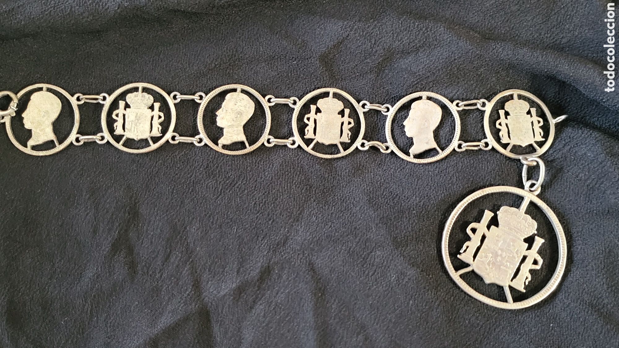 Joyeria: ANTIGUA PULSERA DE PLATA MONEDAS - Foto 1