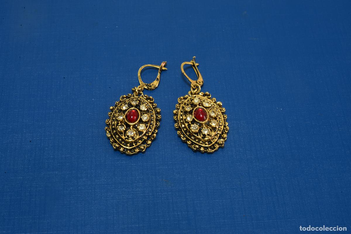 Joyeria: PENDIENTES VINTAGE, ELIPSES CONCENTRICAS Y PEDRER&Iacute;A ROJA Y GRIS - Foto 1