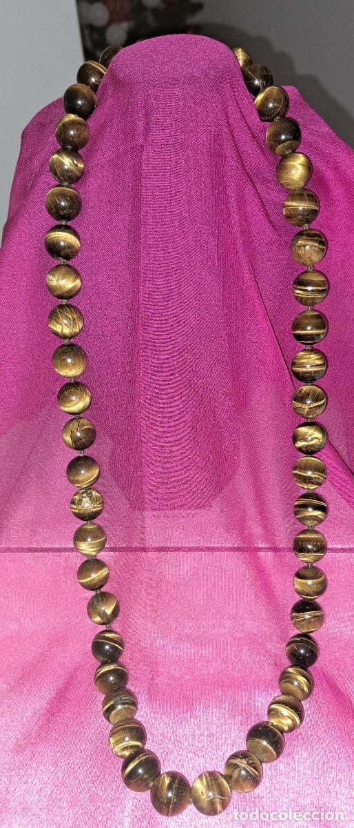 Joyeria: COLLAR CON PERLAS DE OJO DE TIGRE DE 1,5 mm ( 49 PERLAS ) - Ref. N - Foto 2