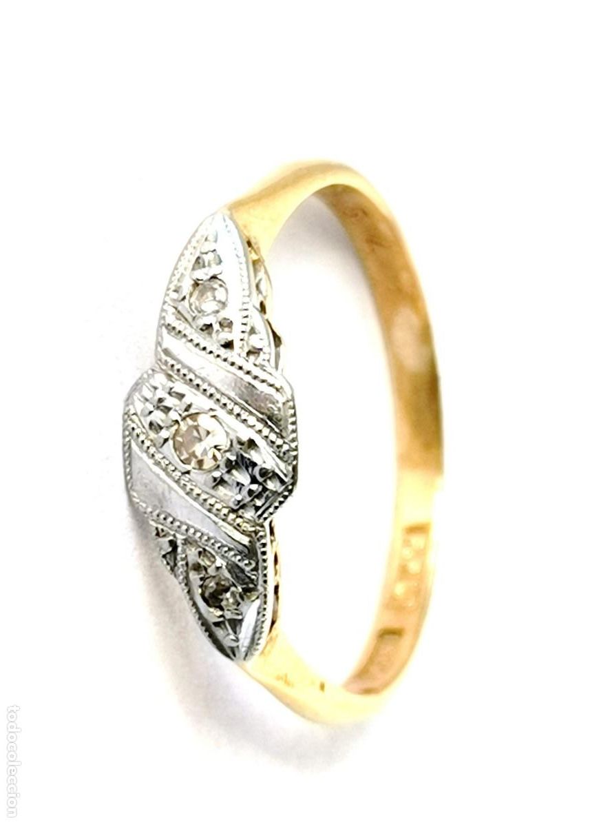 Joaillerie: Anillo sortija Art D&eacute;co de oro amarillo 18K y platino con diamantes